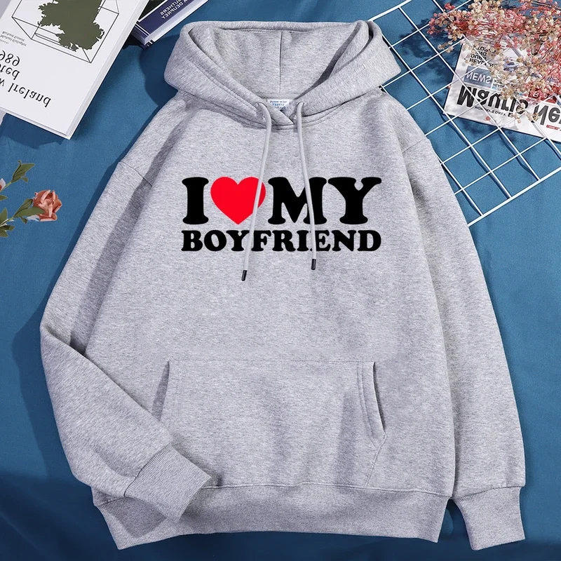 

I Love My Boyfriend Printing Hoody Men Women Crewneck Fleece Clothesautumn New Loose Pullover Comics Fashion Hoody Couple