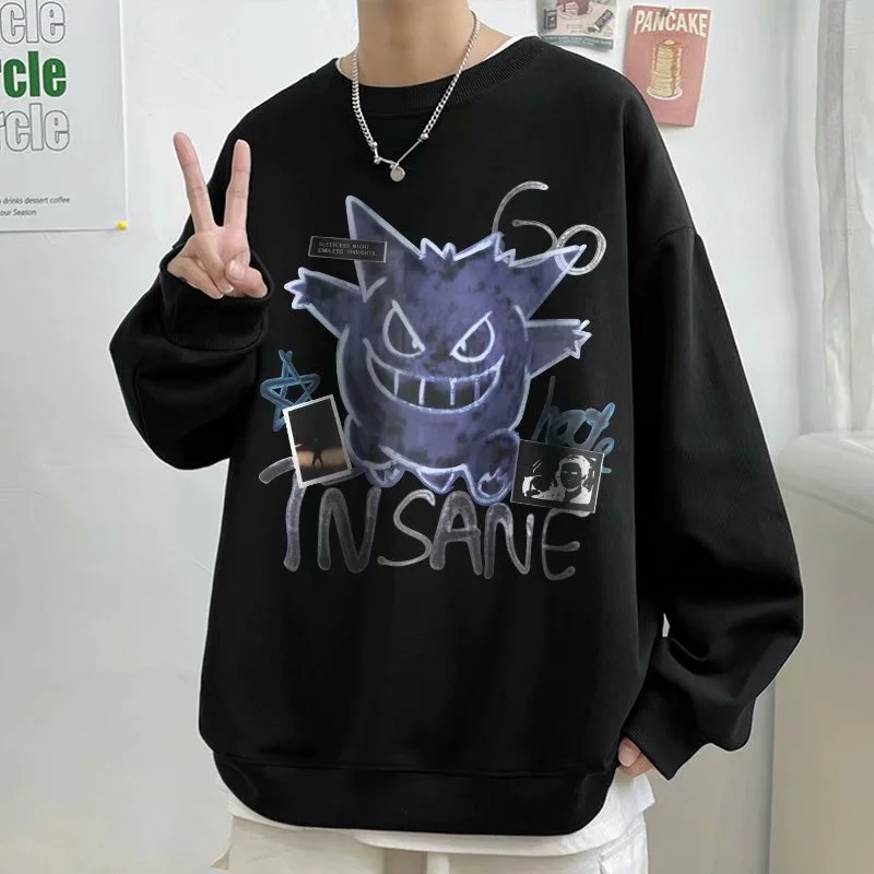 الرجال بلوزات طويلة الأكمام موضة الكرتون الشيطان الصغير طباعة البلوز المعتاد فضفاض طاقم الرقبة سترة الخريف حجم M-8XL #1