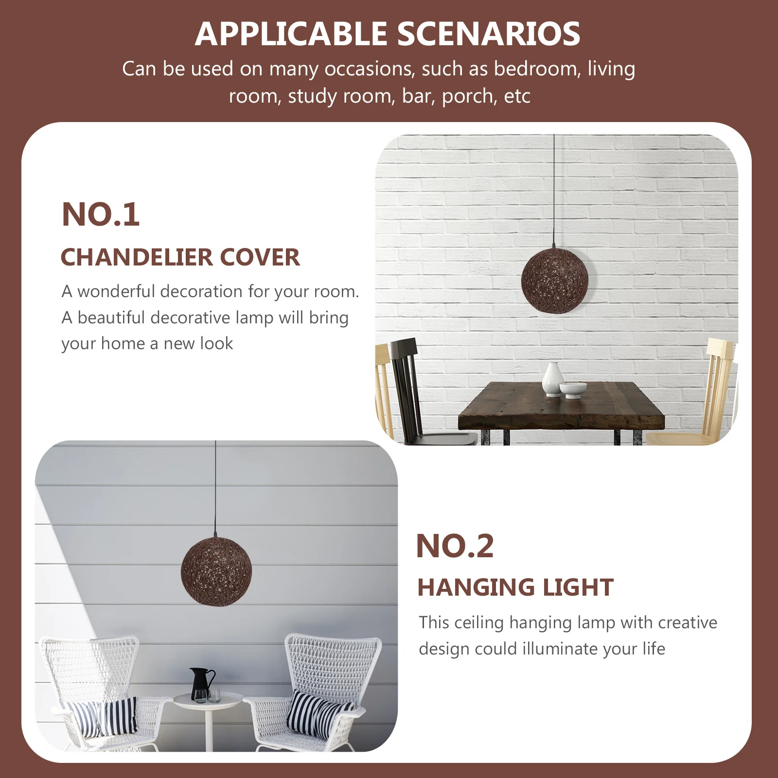 

1Pcs Rattan Woven Chandelier Cover Ceiling Lamp Shade Rustic Pendant Light Decoration for Restaurant Cafe Kitchen Bar Home