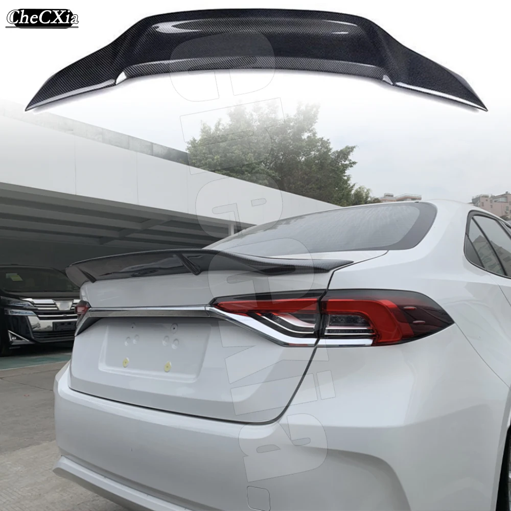 For Toyota Corolla 2019-2024 ABS Material R-Shaped Rear Spoiler With Carbon Fiber Appearance Trunk Cover Spoiler Tail Wing