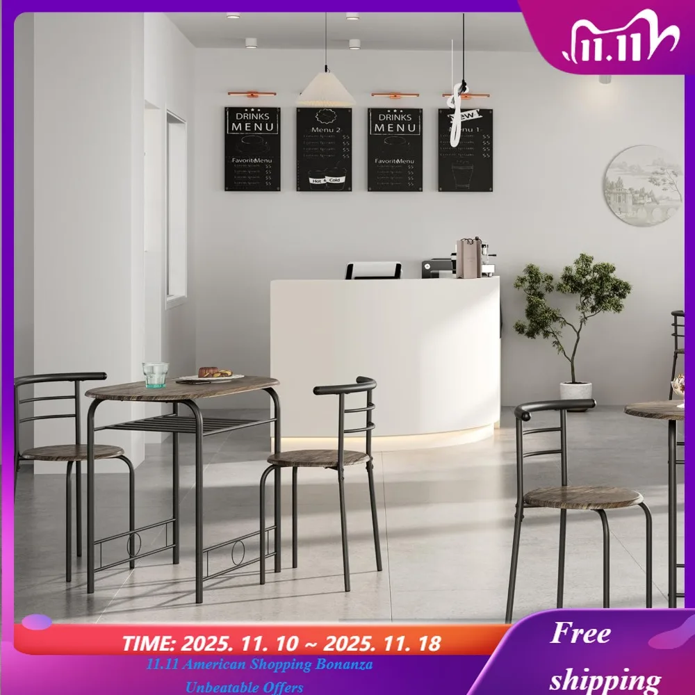 

Обеденный стол на 3 персоны, комплект из стола и 2 стульев для кухни, компактный набор для бистро со стальными ножками, со встроенным винным шкафом (на заказ)