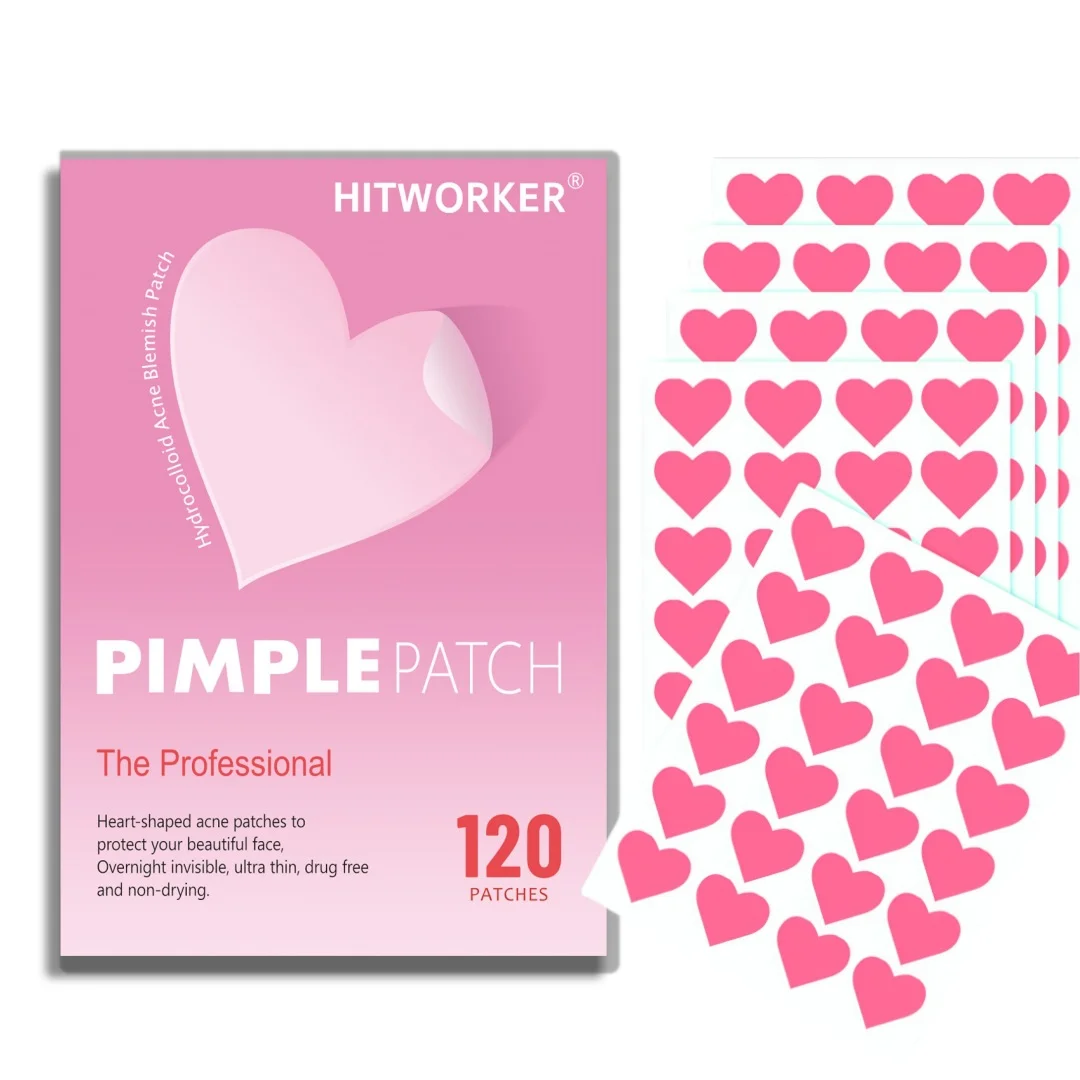 120pcs Color Heart Acne Patches: Clear Clogged Pores, Fight Pimples, Fade Acne Scars & Blemishes for Smooth Skin.