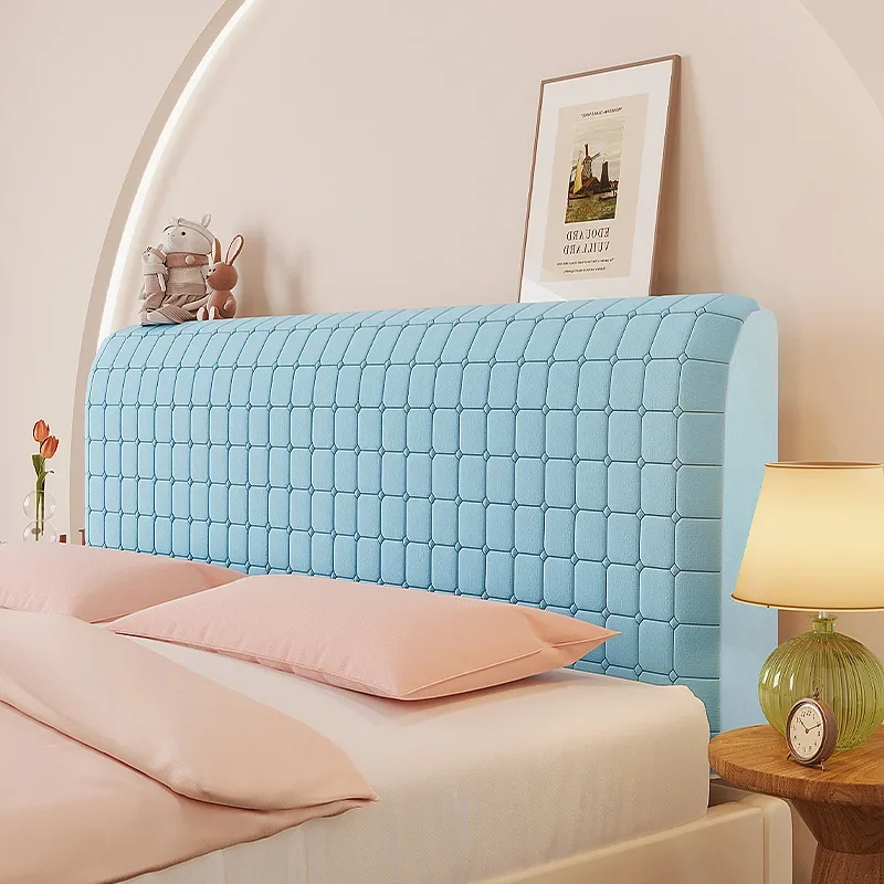 

All Inclusive Bed Head Protection Headboard Cover Soft Quilted Stretch Dustproof Thickened Bedside Cover with Storage Pockets