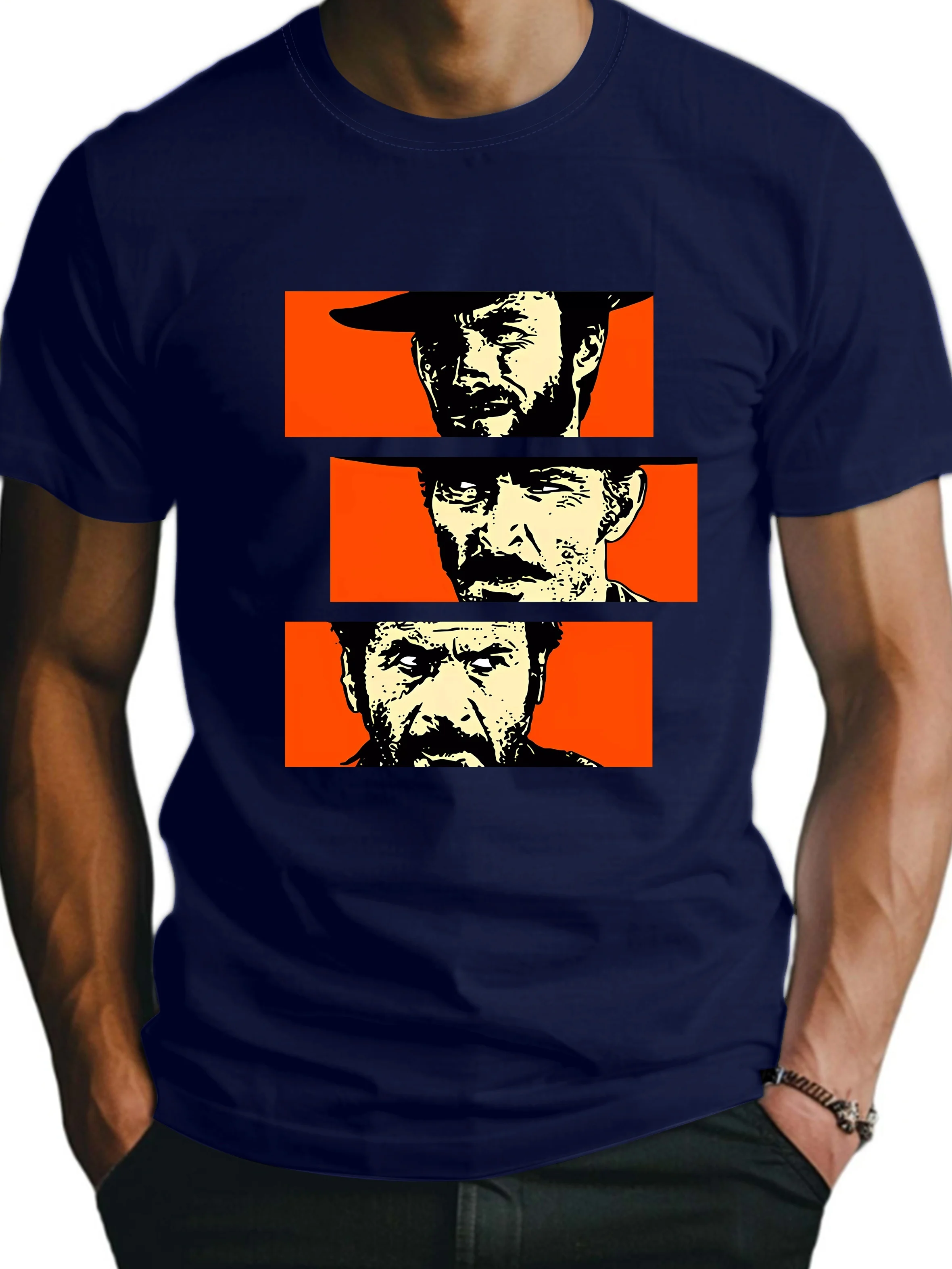 

Digitally printed men's 100% cotton T-shirt with round neck and short sleeves, wearing breathable Joker T-shirt in summer.