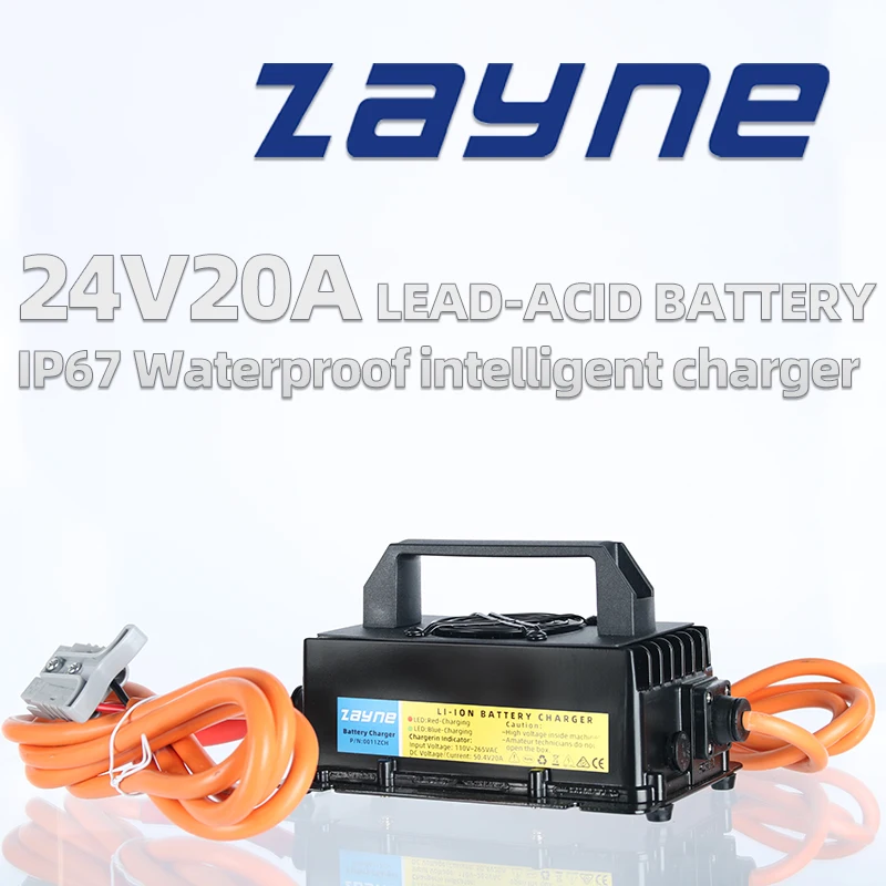 ZAYNE IP67 Waterproof 24V 20Amp charger gel AGM VRLA Lead-Acid Battery pack Golf Carts floor scrubbers Ship power