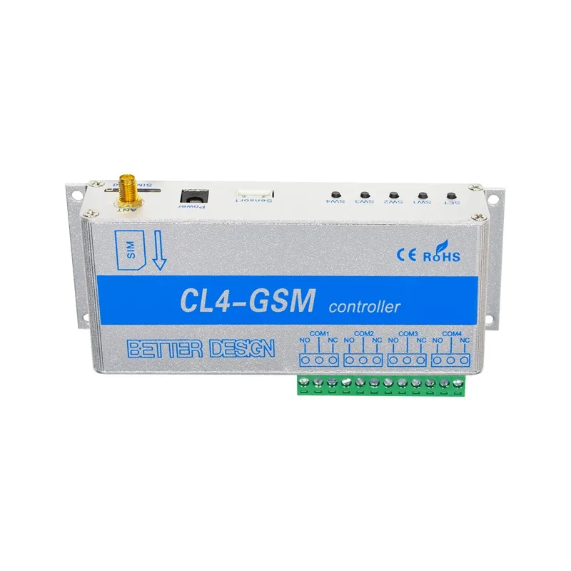 4 قناة التتابع CL4-GSM SMS GSM APP وحدة تحكم لاسلكية GSM استقبال ومفتاح بوابة/فتحة الباب المشغل لإنذار المنزل الأمن