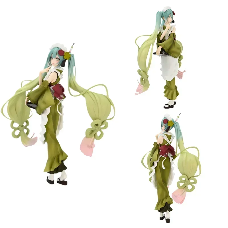 FuRyu Original Virtual Singer Anime Figure VOCALOID Hatsune Miku Matcha Color Long Skirt Action Figure Toys for Kids Gift Model