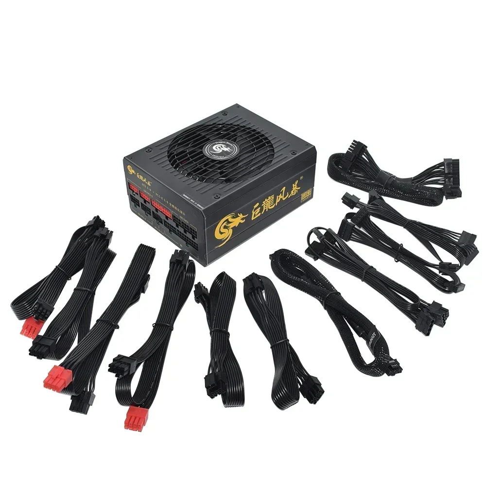 JULONGFENGBAO ATX 3.0 PCIe 5.0 1600W Power Supply PC Active PFC Server Source For Gaming Desktop Computer Support Dual CPU PSU