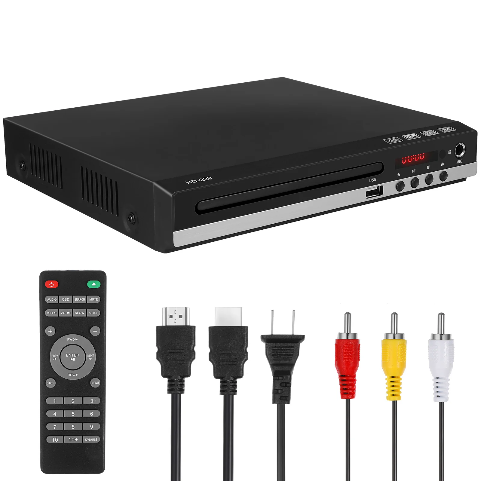 Player Multi Format Support Dvd Vcd Portable Compact Design Easy Operation Remote Control Included for Home