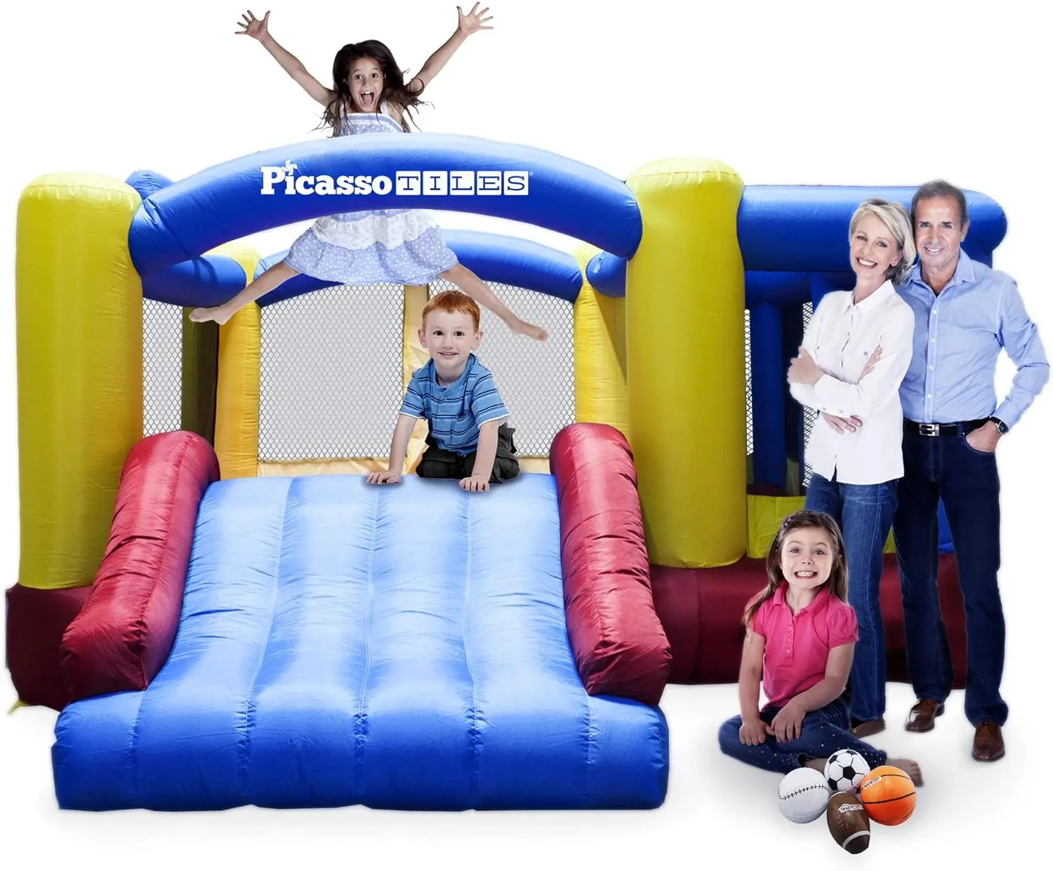 

[Upgrade Version] 12x10 Foot Inflatable Bouncer Jumping Bouncing House, Jump Slide, Dunk Playhouse w/Basketba