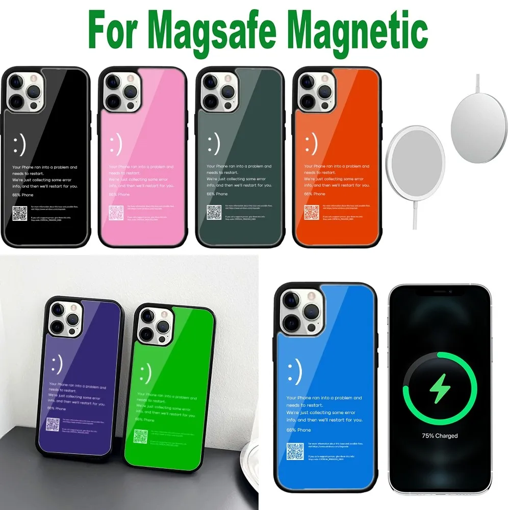 Screen failure Phone Case For iPhone 16,15,14,13,12,11,Plus,Pro,Max,Mini Magsafe Magnetic Wireless Charging