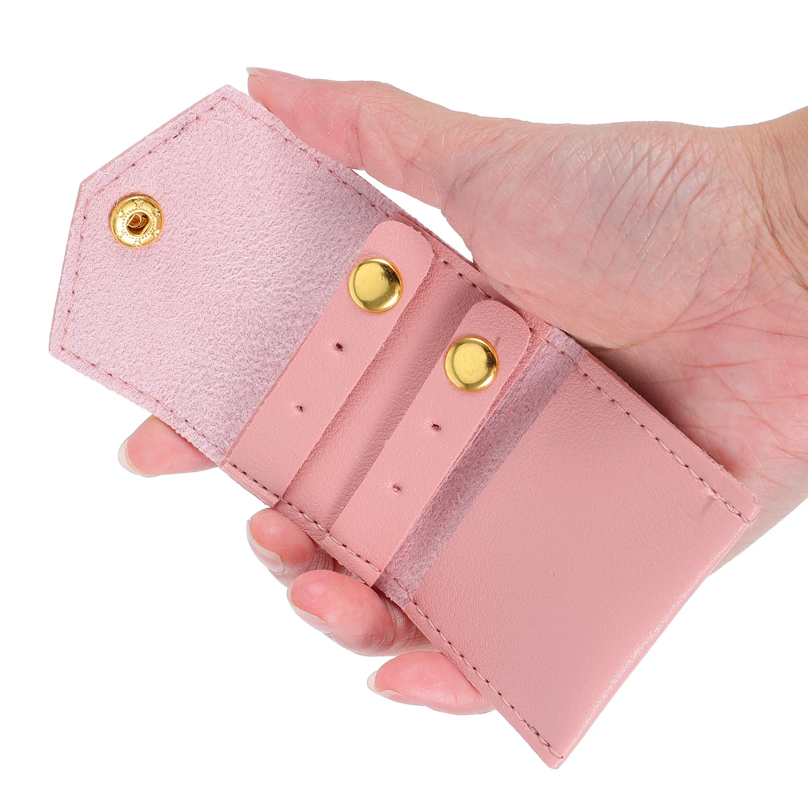 

Small Size Travel Jewelry Organizer Foldable PU Bag Snap Button Portable Pouch Earrings Rings Necklace Accessories