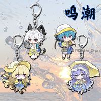 4PCS Anime Wuthering Waves Brant  Phoebe Zani Backpack Pendant KeyChain Key Chain Fashion Kawaii Figure Acrylic Keyring Gift