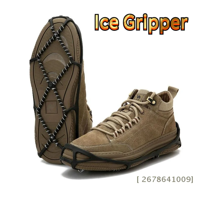 

2 шт. силиконовые бутсы для льда, зимние уличные противоскользящие бахилы с кошками, тяговое снаряжение, пеший туризм, скалолазание и ежедневные поездки на льду и снегу