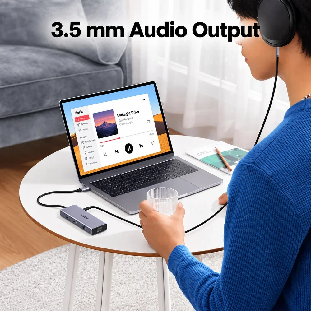 UGREEN 50611 9-in-1 USB-C Hub, 4K 60Hz HDMI, 1080p VGA, Gigabit Ethernet, 2 USB 3.0, USB 2.0, SD/TF Reader, 3.5mm Audio