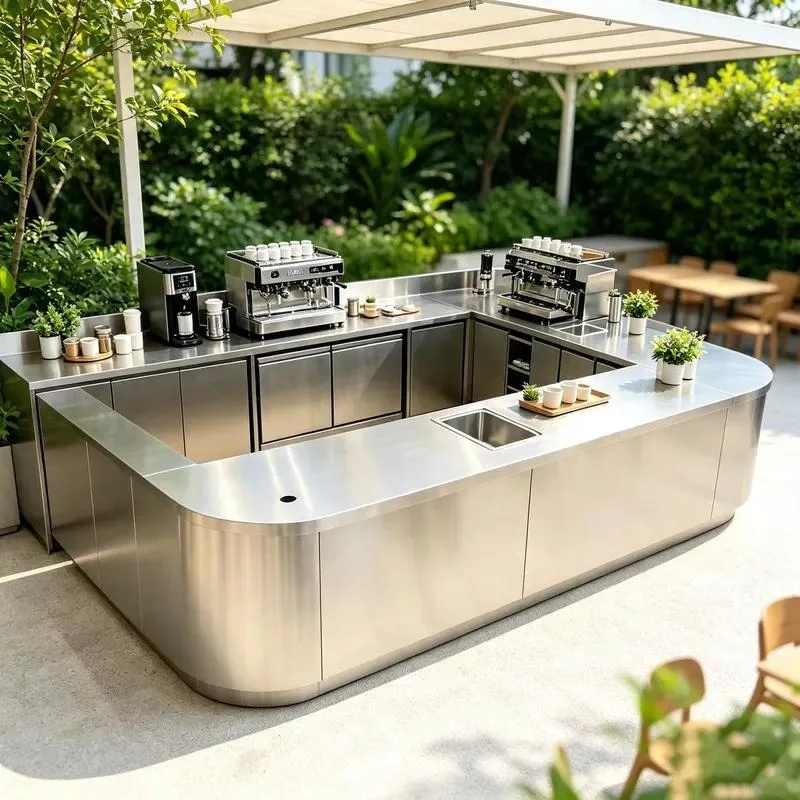 for Commercial catering equipment stainless steel bar table, suitable for use in milk tea shops and coffee bars