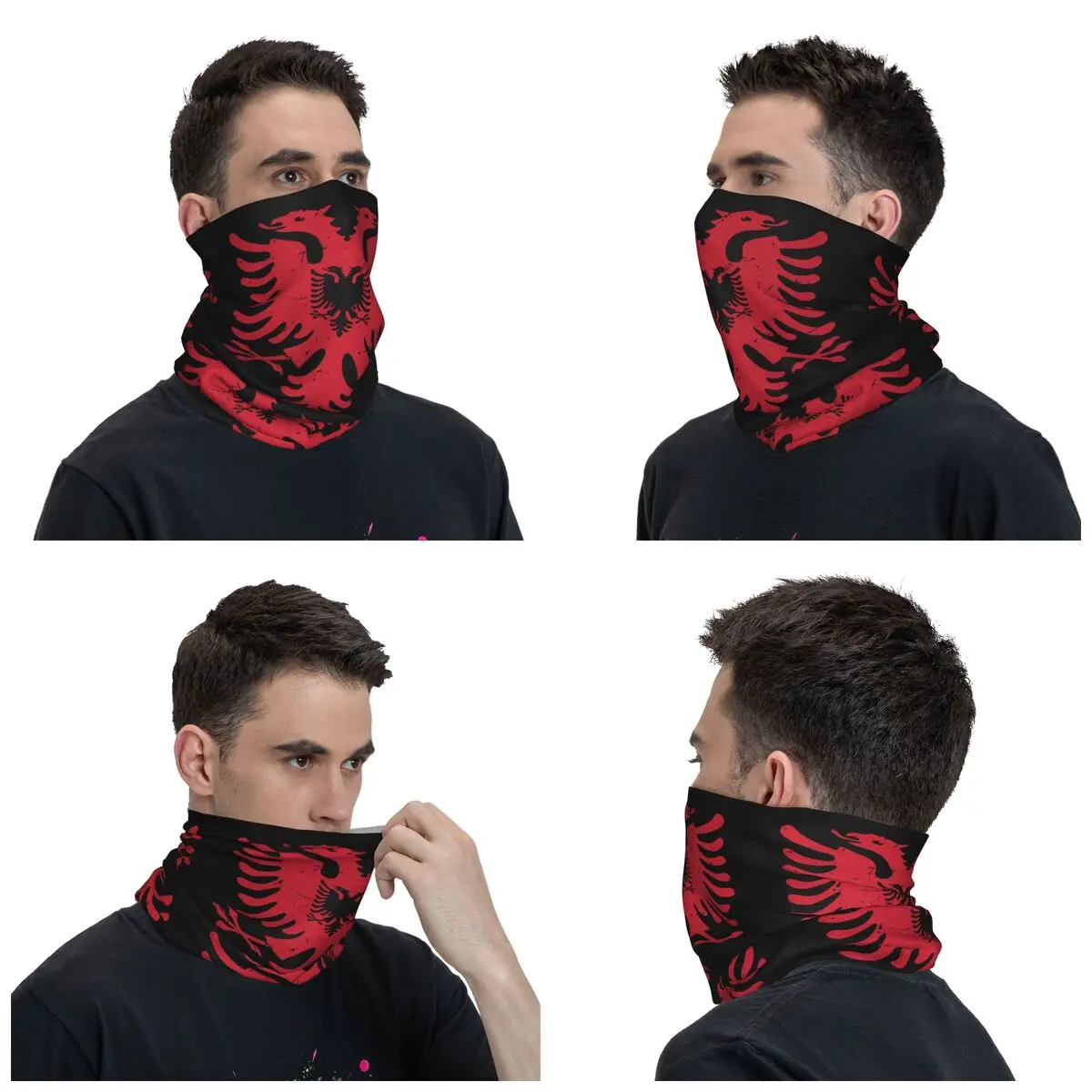 Albanian Flag Albania Bandana Neck Gaiter Printed Balaclavas Wrap Scarf Multi-use Headband Riding for Men Women Adult Breathable