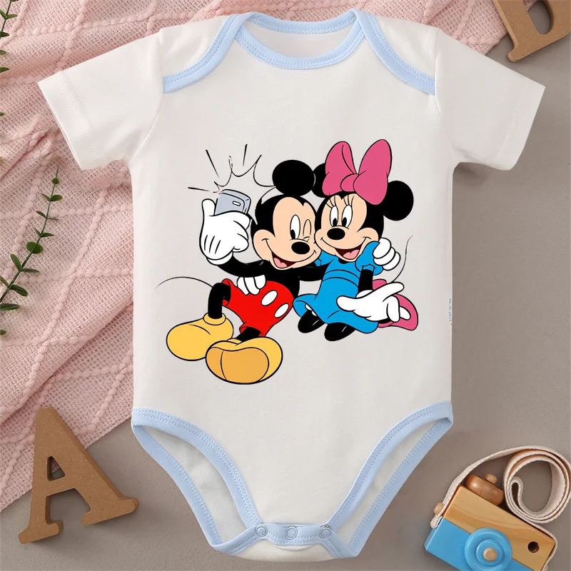 

MINISO Mickey Mouse Cute Print Pure Cotton Soft Baby Jumpsuit Best Gift for Baby Onesie Bodysuit for 0 To 12 Months Newborn