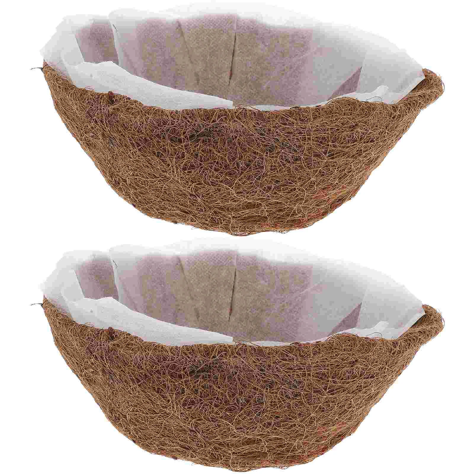 

2 Sets Flowerpot Liner Round Coir Coconut Liners for Flowers Rebound Basket Hanging Fiber Planter Indoor Plants