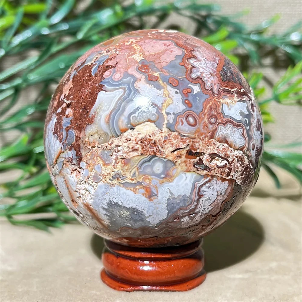 Crystal Natural Mexican Agate Sphere Ball Desk Druzy Gemstone Rune Geode Room DecoratedFeng Shui Yoga EnergyStone Healing