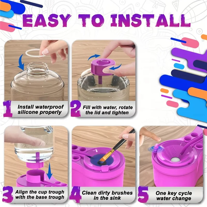 Professional Paint Brush Cleaning Machine With Automatic Water Circulation And Drain Button For B Artistic Tools