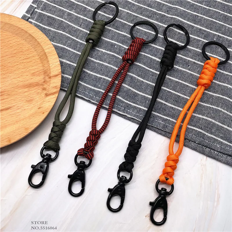 Handmade Lanyard Outdoor Rock Climbing Paracord Snake Knot Keychain Tactical Survival Tool Backpack Double Buckle Key Chains