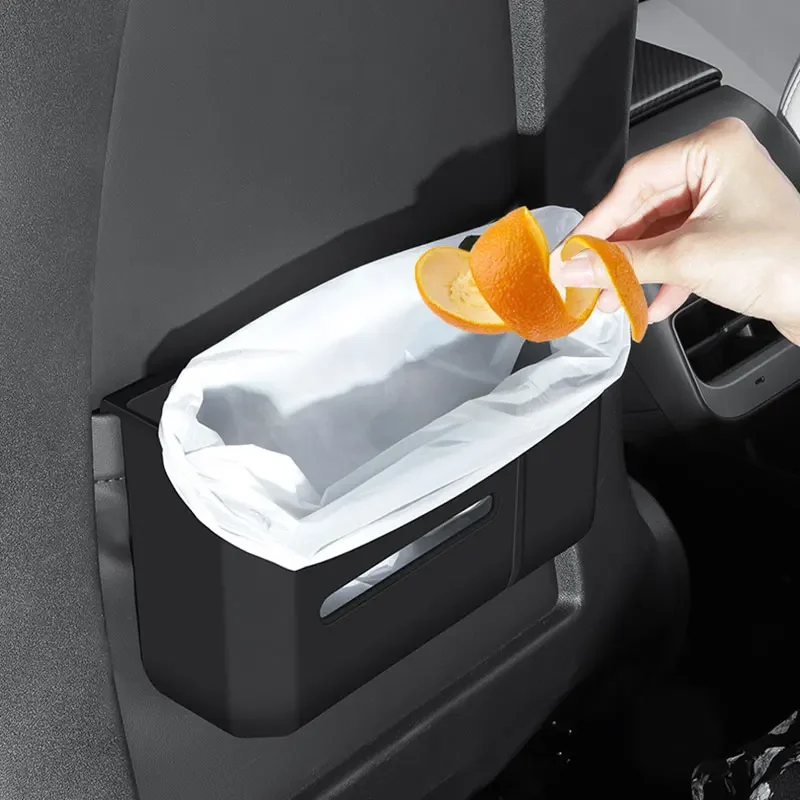 

Rear Seat Backrest Storage Box Seat Tissue Box Clutter Storage Car Trash Can Auto Interior Accessories For Tesla Model 3 Y