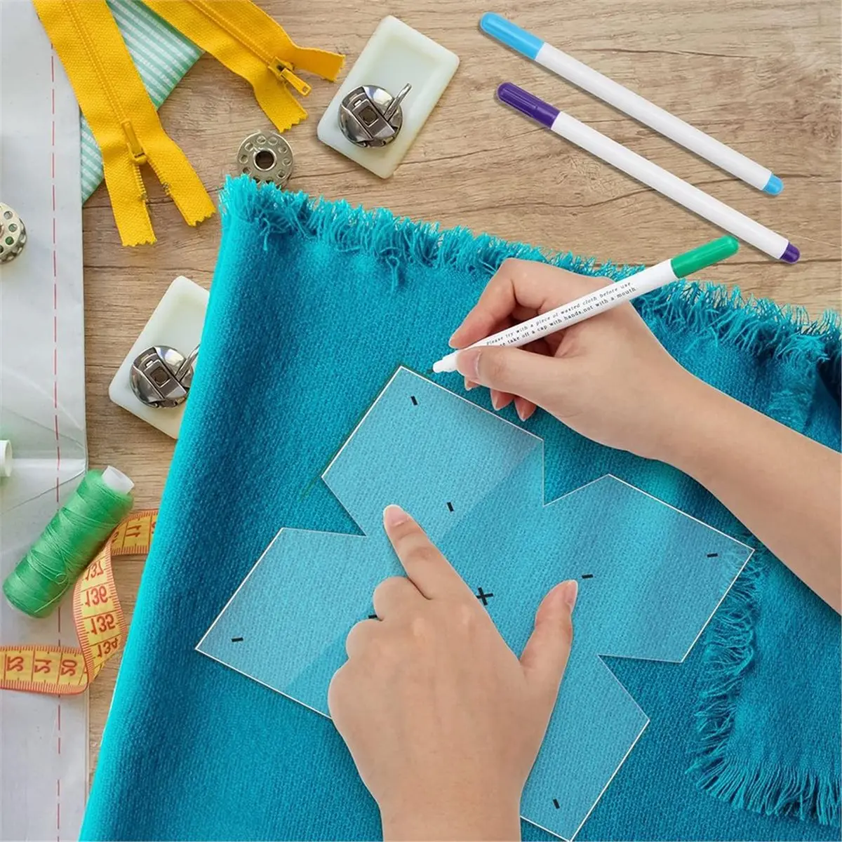 3pcs Acrylic Bowl Cozy Template Set with Water Soluble Pens for Sewing, Sizes 8/10/12 Inches