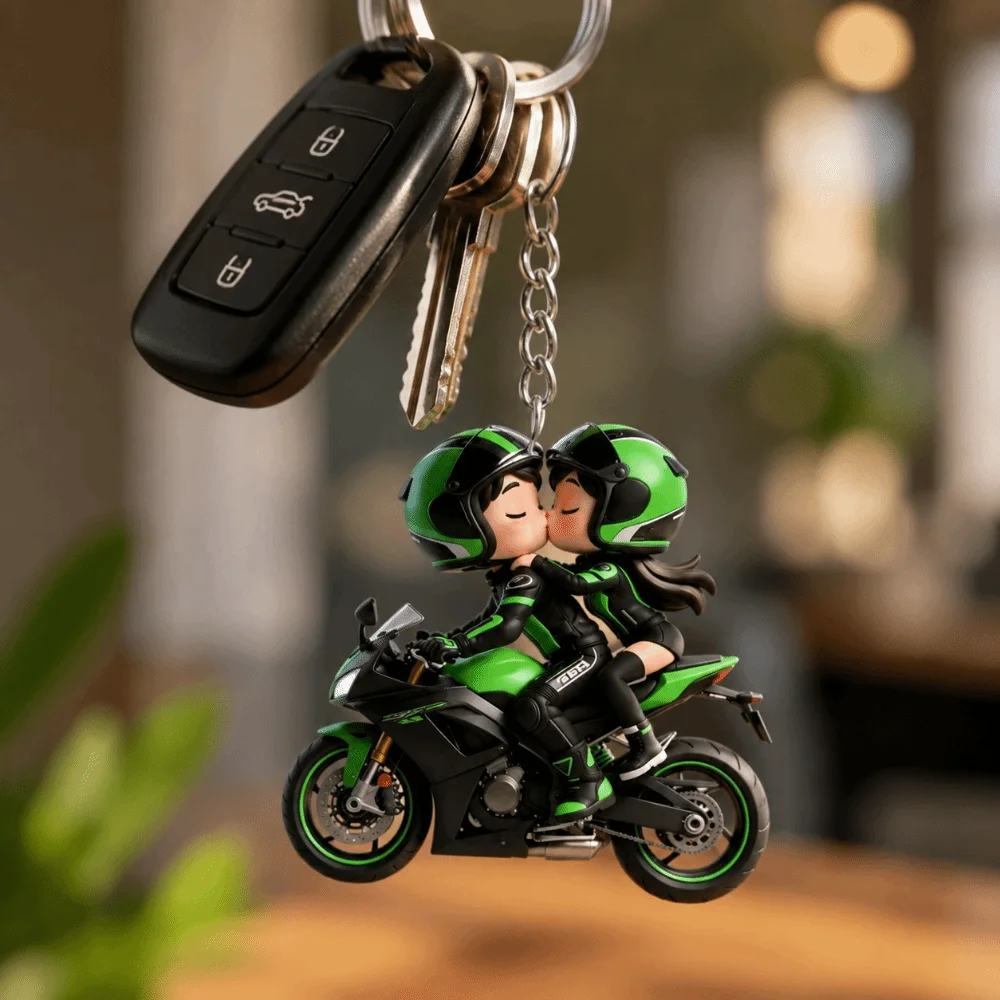 Ornaments 2D Flat Motorcycle Keychain Mini Design Acrylic Couple Keychain Funny Decoration Locomotive Men Pendant Key Decor