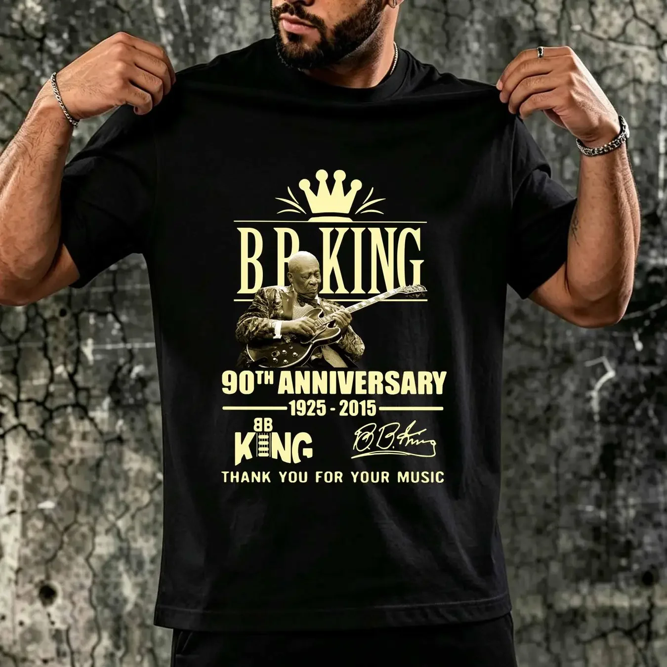 washed T Shirt 90th Anniversary 1925 2015 BB King Signature Thank You Music S 4XL EE555 vintage Washed fashion designer clothes
