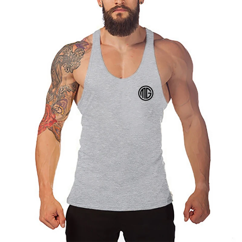 

Gym Fitness High Quality Cotton Shirt Summer Sleeveless Breathable Cool Tank Tops Men Casual Fashion Racer Back Suspenders Vest