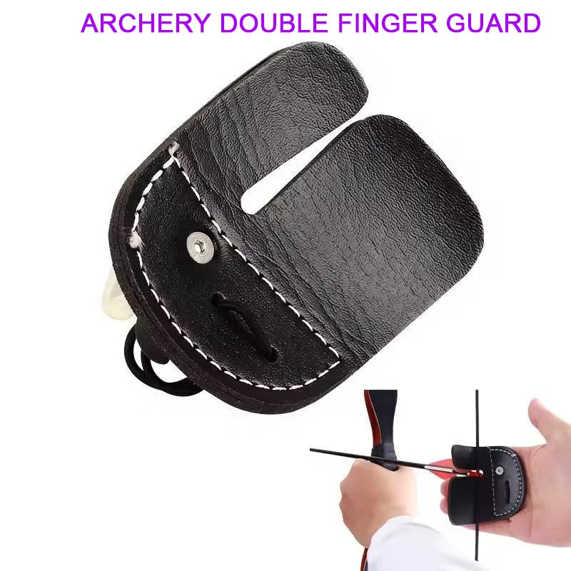 Leather Finger Guard for Recurve and Compound Bow, Archery Protection Pad, Hunting Accessory