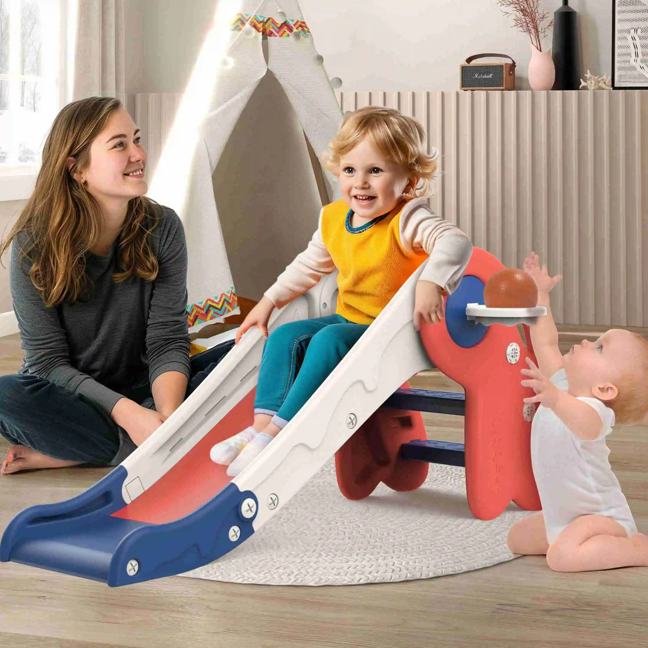 

Childrens Slide Outdoor Indoor Domestic Baby Sports Three-in-one Slide Swing Family Multifunction Amusement Park Toy Slide