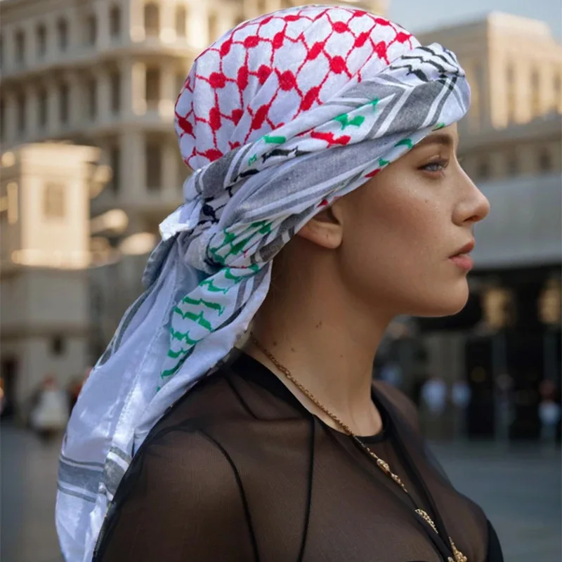 Arafat Lace Border Print Bandana, Multifunctional Head Scarf & Neck Wrap, Unisex Cotton Shemagh, Outdoor Turban Square Scarf