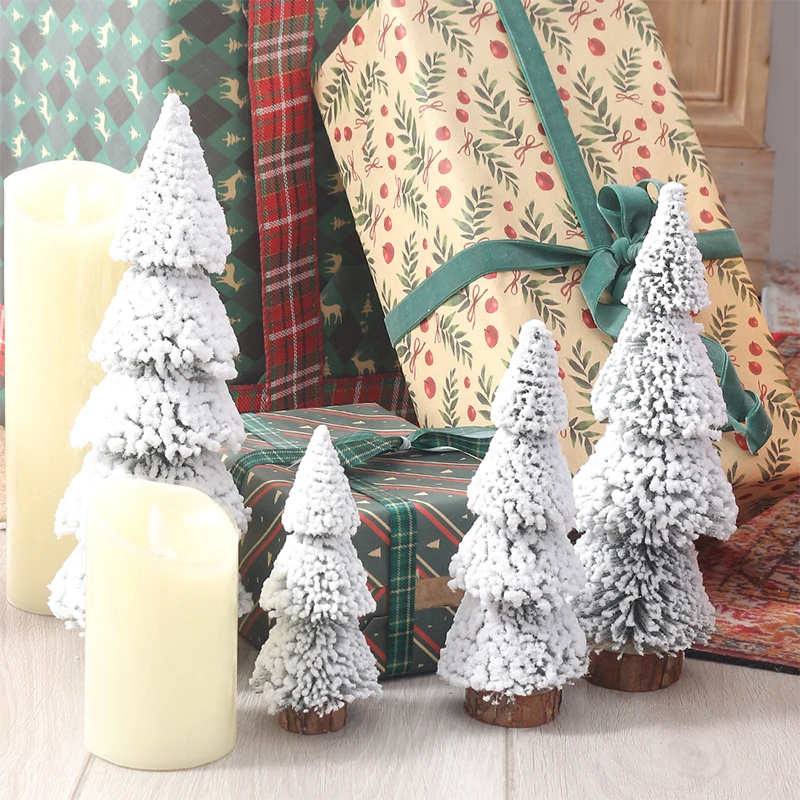 15-30 cm Biancaneve Cedro Pino Albero di Natale Decorazione natalizia per la decorazione domestica Capodanno 2026 Navidad Ornamenti Accessori