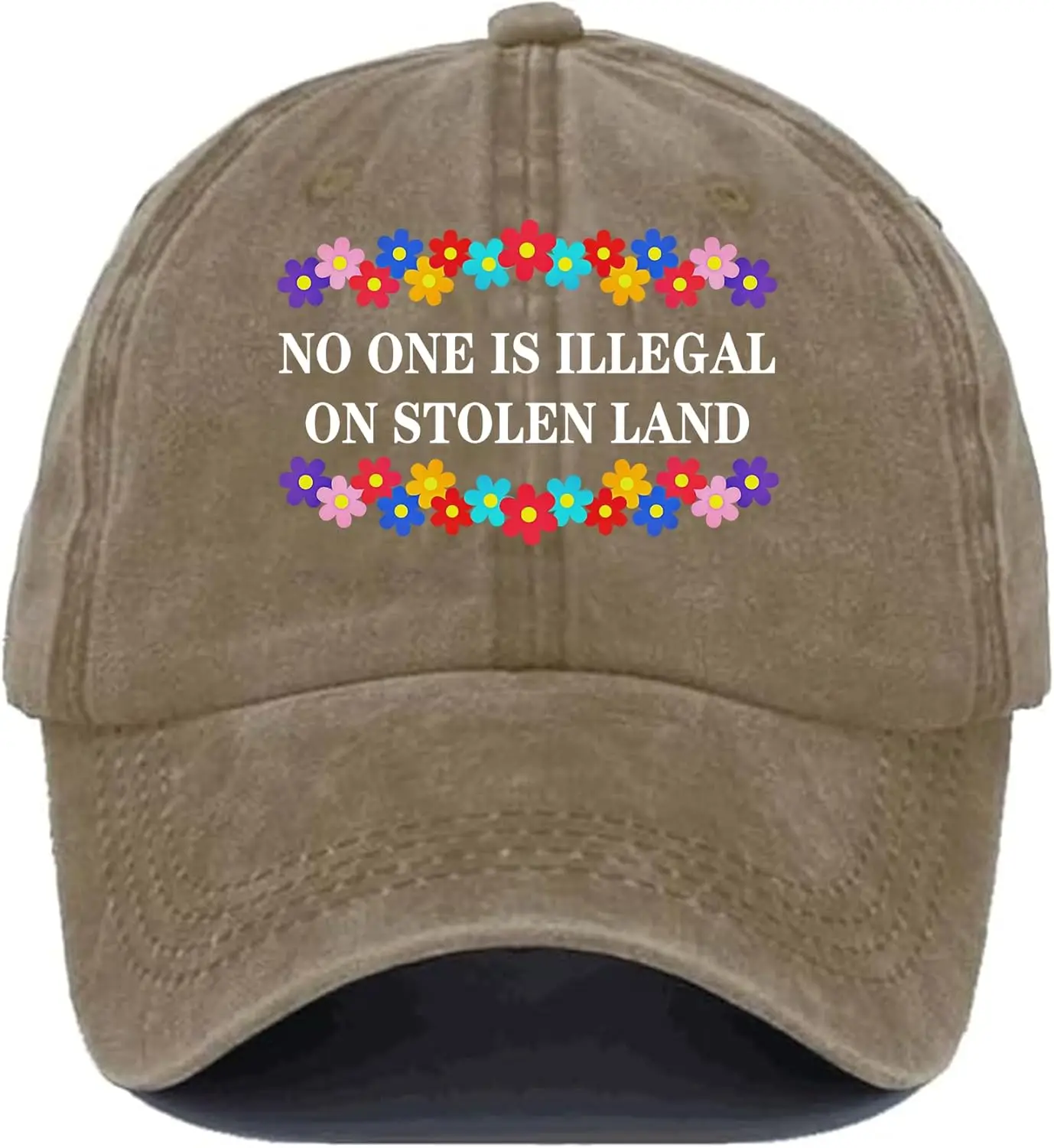 No One is Illegal on Stolen Land Hat, No One is Illegal on Stolen Land Cap, Floral Basebell Cap
