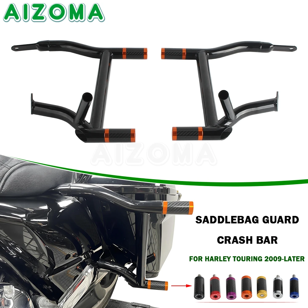 Image of Für Harley Road King Road Glide Street Glide Electra Glide Ultra 2009-2024 Motorrad-Satteltaschen-Schutzgitter Hinterer Sturzbügel Stoßfänger