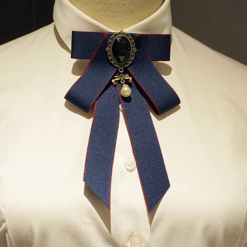 

BowTie Women's Girl Bank White Shirt Accessories British Korean College Style Fashion Jewelry Gift Handmade Ribbon Collar Flower