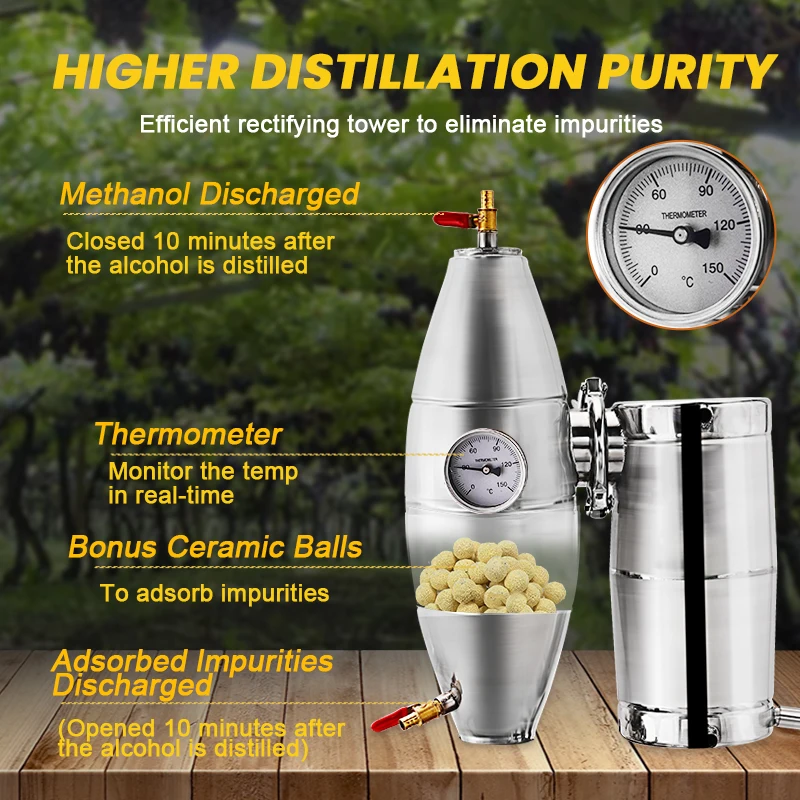 304 Stainless Steel Wine Making Boiler Home Kit with Thermometer A Distilling Kit Fermentation Bucket