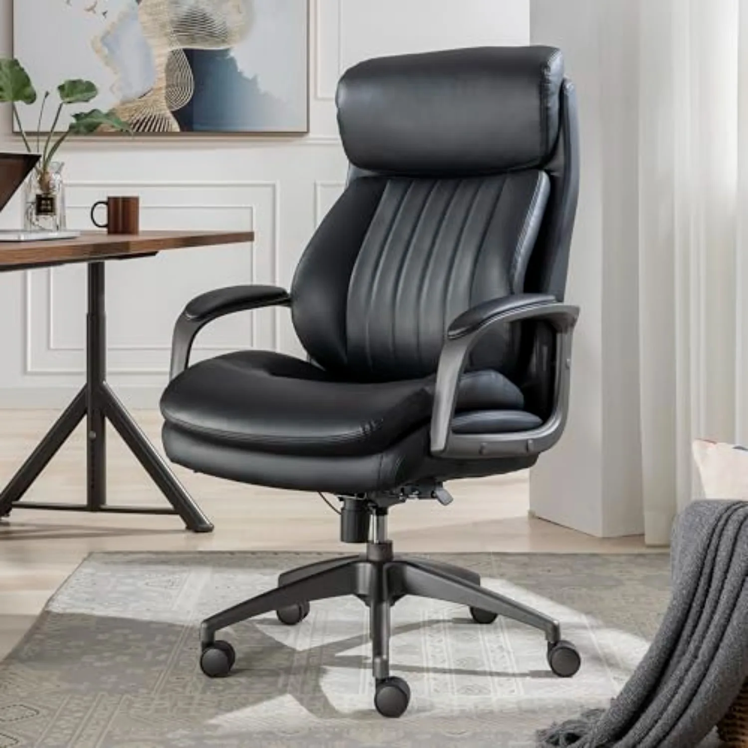 High-Back Ergonomic Office Chair, AIR Lumbar Support Leather Chair | Nova, 350lb Capacity Executive Task Chair, Padded