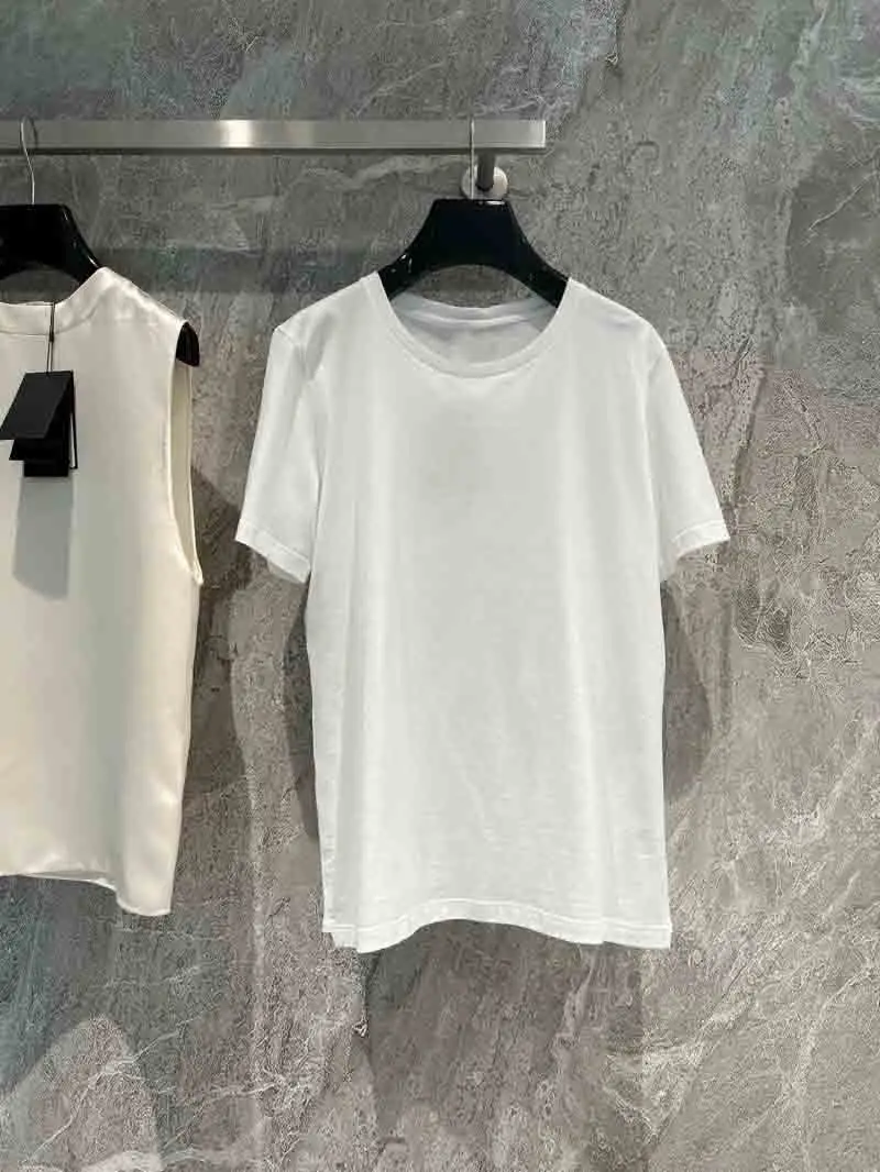 

Small niche minimalist women's T-shirt basic loose casual clean color cotton short sleeved top for single wear