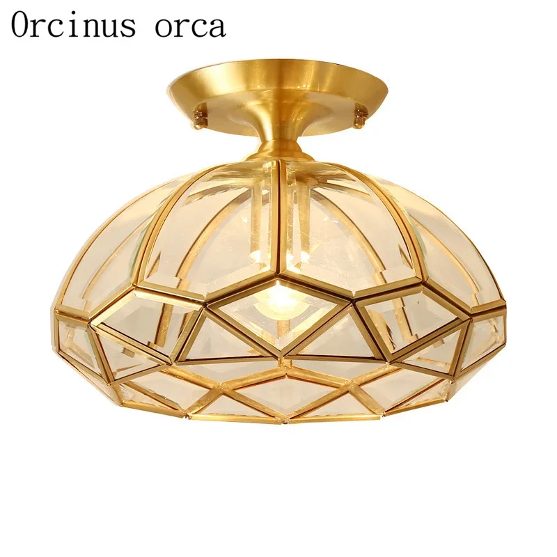 

American style all copper small chandelier entrance ceiling lamp European style modern simplified ceiling lamp