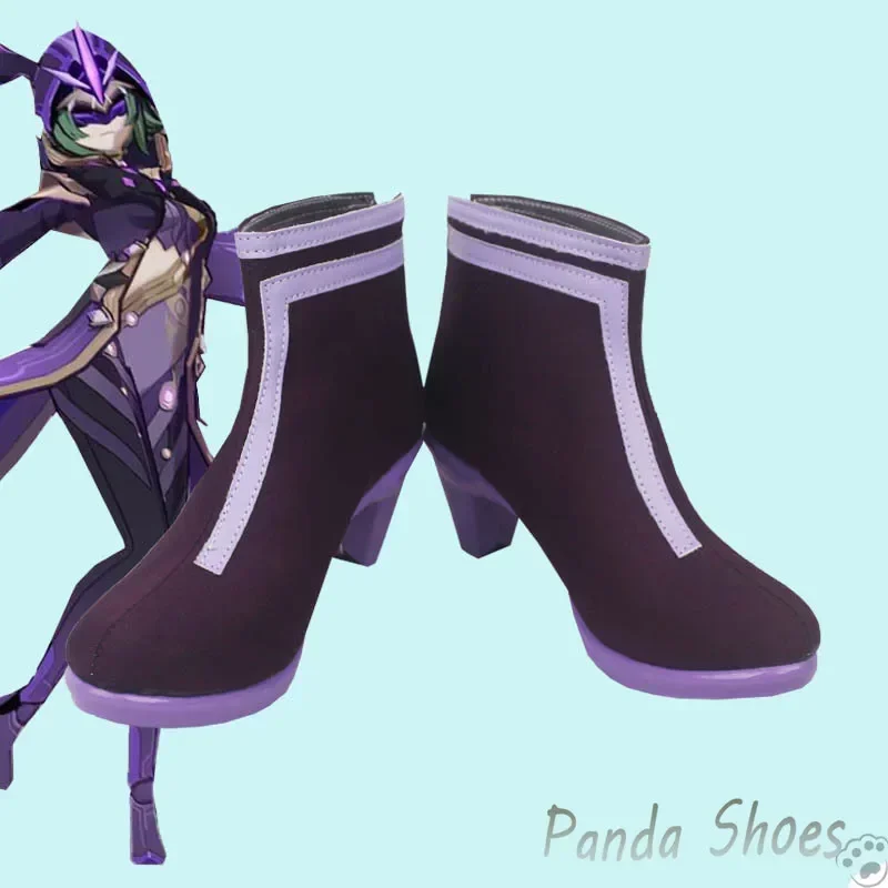 

Genshinimpact Fatui Cosplay Shoes Anime Game Cos Long Purple Boots Electro Cicin Mage Cosplay Costume Prop Shoes for Halloween