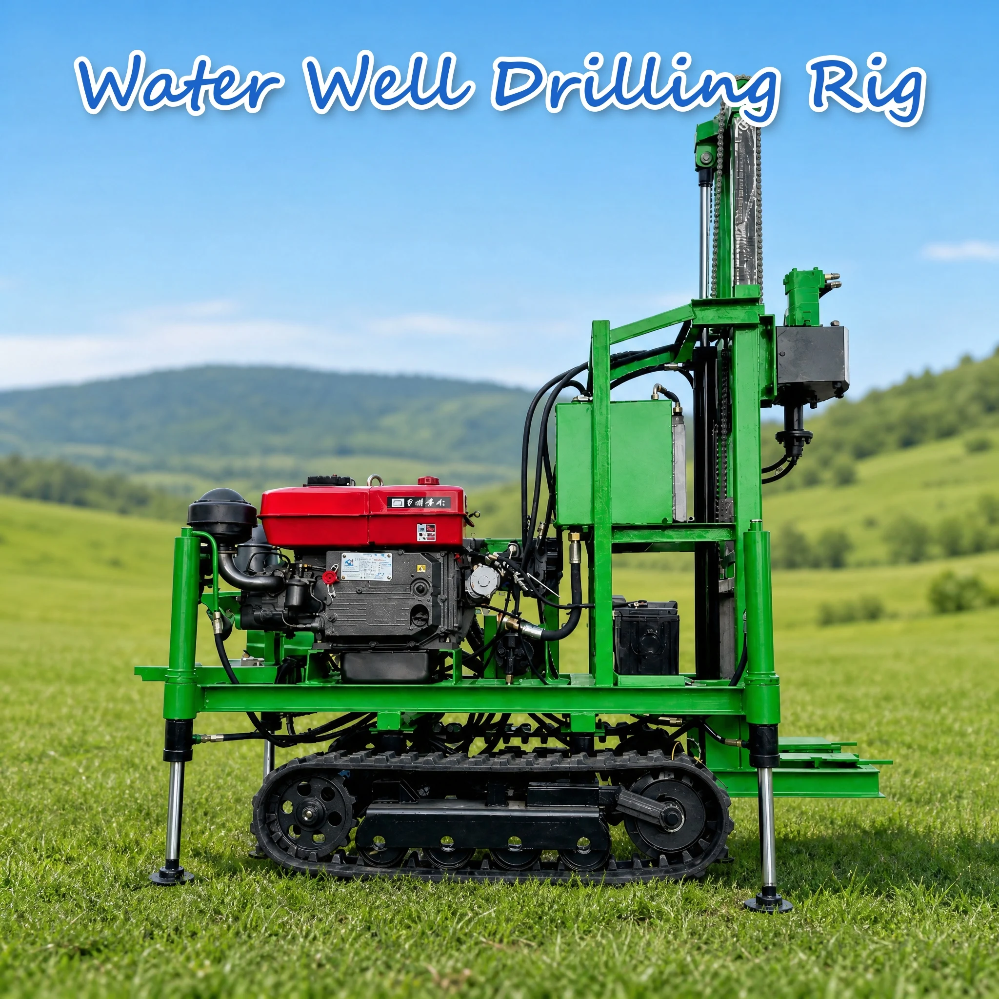 Customized Water Well Drilling Rig Hydraulic Drive Powered by Diesel 22 to 35HP Tracked Chassis Small Build for Farm Use