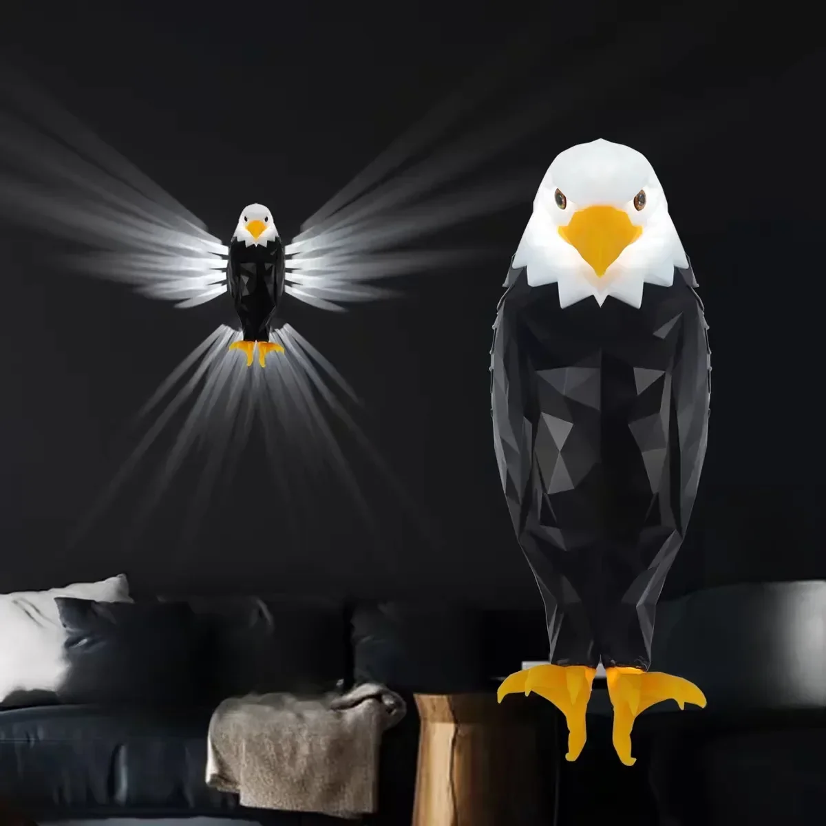 Christmas Bird Wall Lamp Owl Eagle Shape Projector Modern Creative Atmosphere Sconce Light 3D Print Animal Lighting Decoration