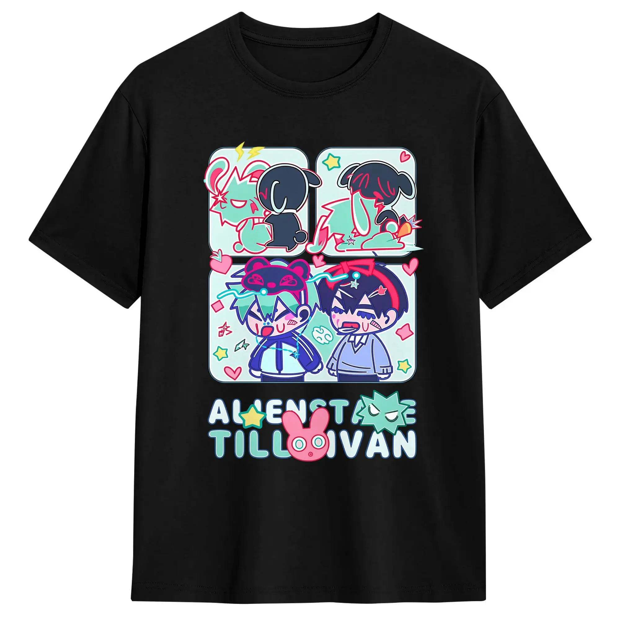Ivan Till Luka SUA Mizi Hyuna Chibi Idol T-Shirt Male  Vintage T Shirts Round Neck Fashion Tee Shirt Print Oversized Clothing