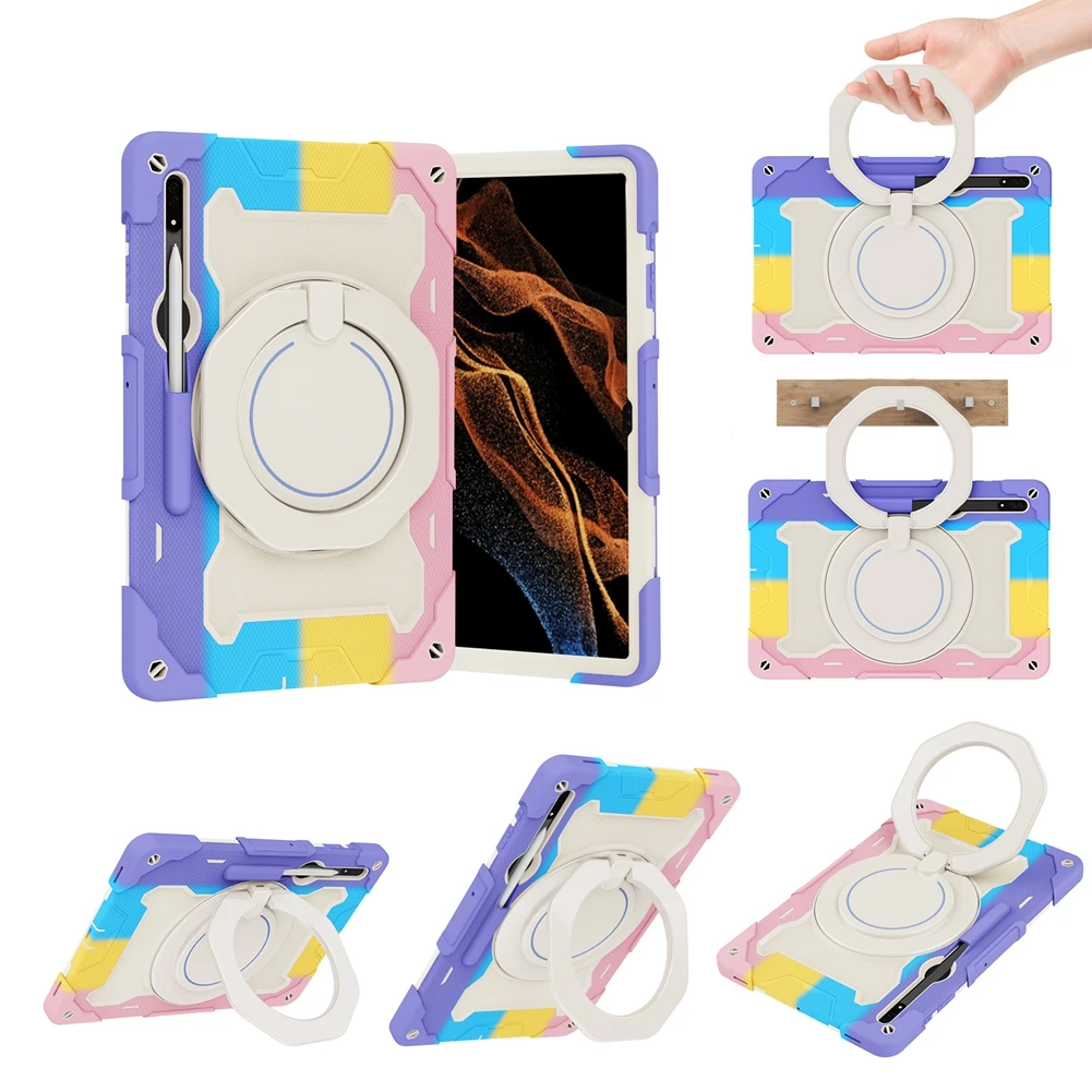 For Samsung Galaxy Tab S8 Ultra Case 14.6 inch SM-X900 X906 X906B X906U X906N Hand Ring Stand Heavy Shockproof Kids Cover Fundas