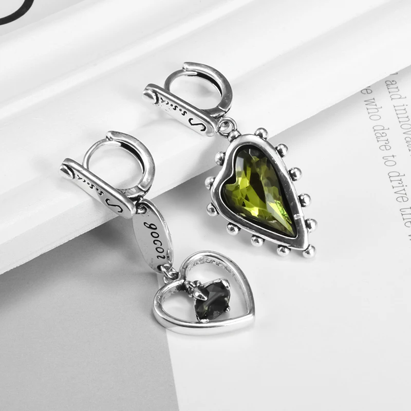 Trendy Elegant Vintage Creative Crystal Heart Drop Earrings for Women Girl Fashion Temperament Party Prom Jewelry