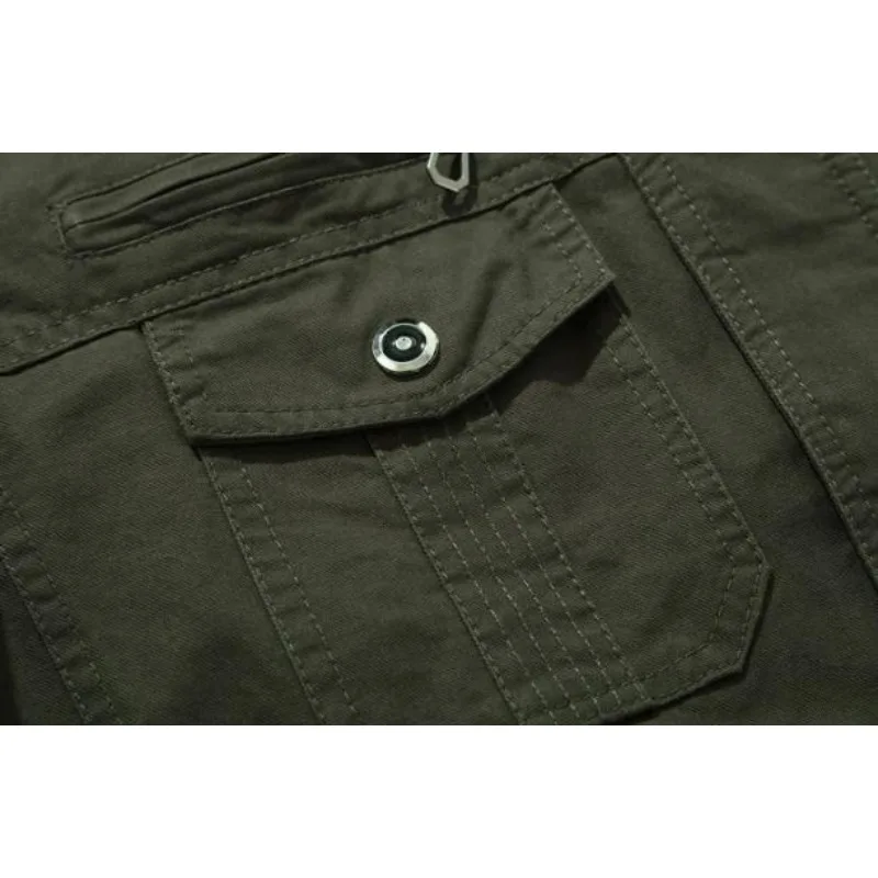 KIDWHXR Herbstjacke für Herren, Camouflage-Muster, Stehkragen, Cargo-Mantel, locker geschnitten, mit Taschen, lange Ärmel, Herren-Outdoor-Freizeitjacke – Detail 9