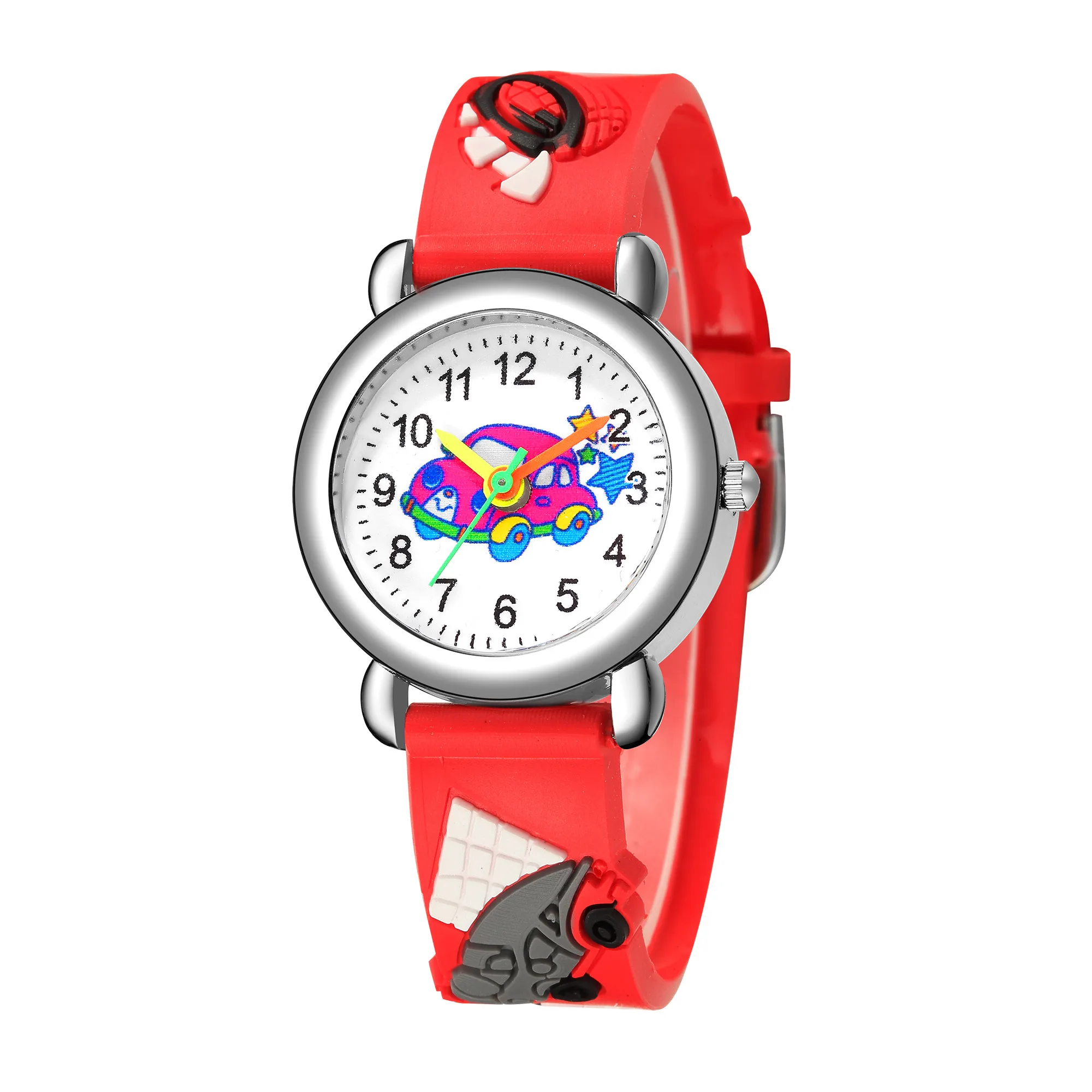 3D Cartoon Car Pattern Children Watch For Boy Quartz Wristwatch For Student Soft Silicone Kid Watch For 3-10 Years Old